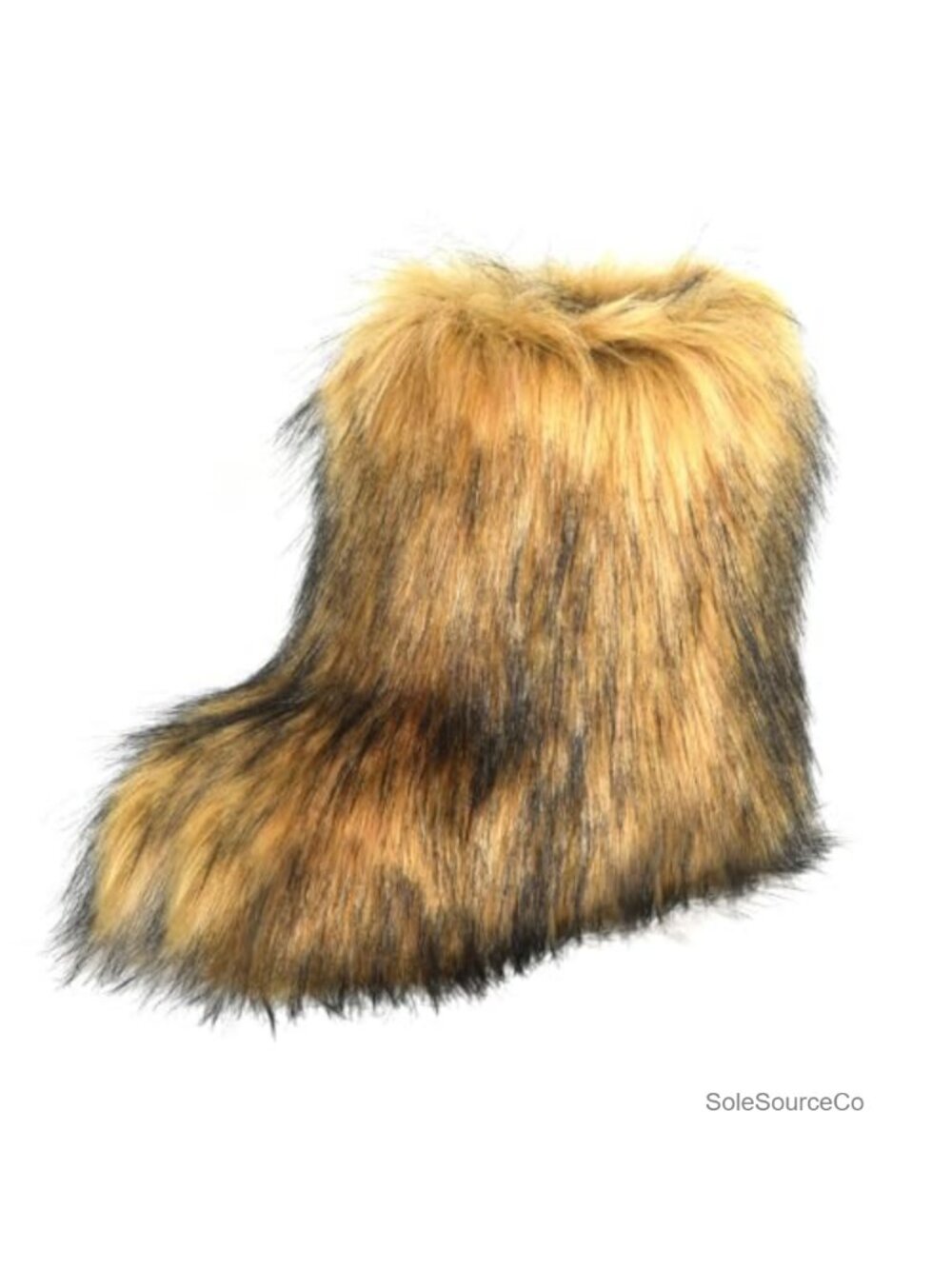 Faux Fur Snow Boots Flat Heel Plush Mid-Calf Winter Booties